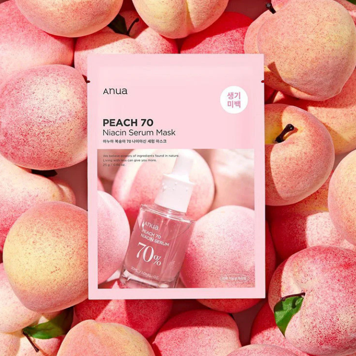 Anua Peach 70 Niacin Serum Mask - lakštinė veido kaukė su niacinamidu